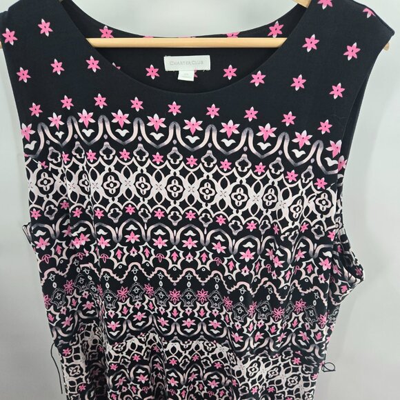 Charter Club Black Pink Geometric Midi Dress XXL - Picture 5 of 11